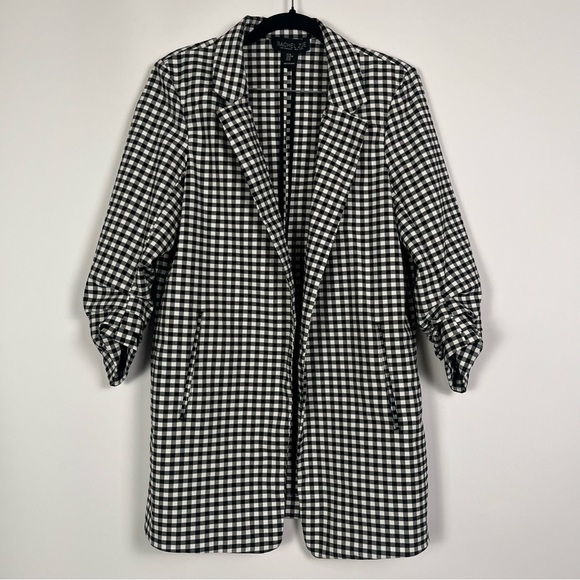 Rachel Zoe Black & White Plaid Open-Front Blazer – Size M - Picture 1 of 9